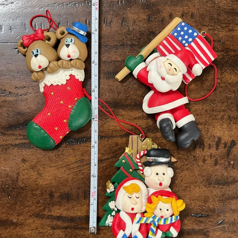 3 polymer clay Christmas ornaments